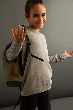 Облегающий трикотажный свитер с круглым вырезом для мальчиков Back To School