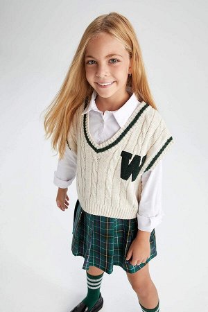Трикотажный свитер с круглым вырезом для девочек