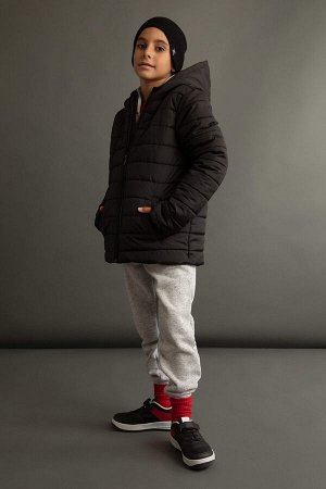DEFACTO Пальто для мальчиков с капюшоном и синтетической подкладкой стандартного кроя