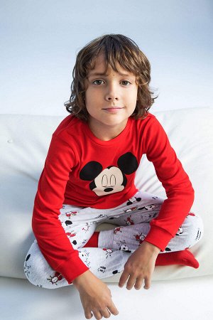 DEFACTO Пижамный комплект Disney с Микки и Минни и длинными рукавами для мальчиков