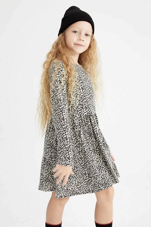 Трикотажное платье с леопардовым принтом для девочек