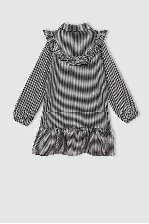 DEFACTO Платье из плетеной ткани для девочек с узором &quot;лом&quot;