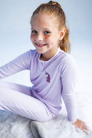 Пижамный комплект с принтом единорога для девочек