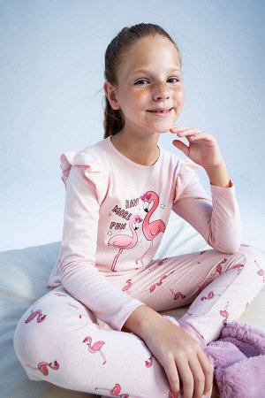 Пижамный комплект с принтом фламинго для девочек