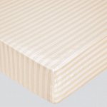 Бежевая простыня на резинке  (140х200x20 поплин-страйп)