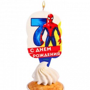 Свеча в торт 7 "С Днем Рождения", Человек-паук