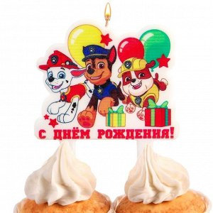 Paw Patrol Свеча в торт &quot;С Днем Рождения&quot;