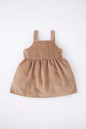 Вельветовое платье с ремешками для маленьких девочек