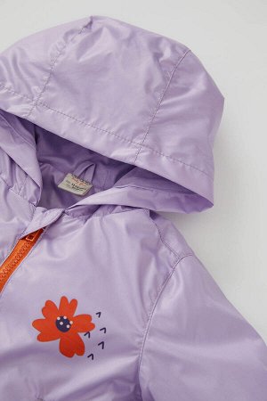 Тонкое сезонное пальто на подкладке из чесаного хлопка с капюшоном и цветочным принтом для маленьких девочек