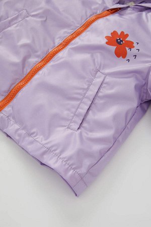 Тонкое сезонное пальто на подкладке из чесаного хлопка с капюшоном и цветочным принтом для маленьких девочек
