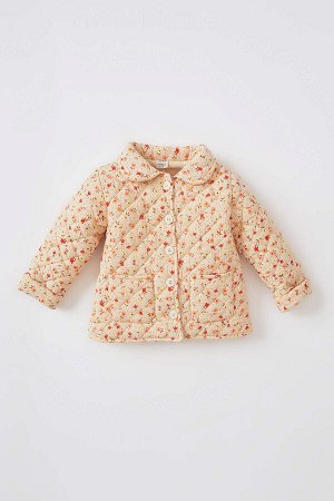 Сезонная куртка на пуговицах с цветочным узором для маленьких девочек, пальто