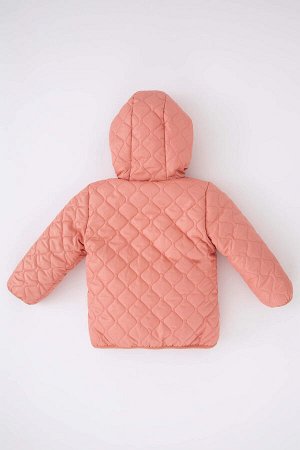 Стеганое пальто на флисовой подкладке с капюшоном для маленьких девочек