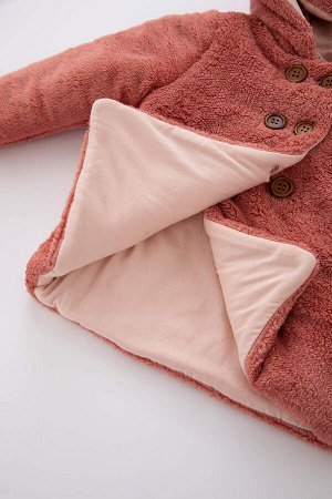 Плюшевое пальто Welsoft с капюшоном и карманом для маленьких девочек