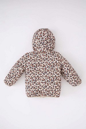 Пальто на флисовой подкладке с капюшоном и леопардовым принтом для маленьких девочек