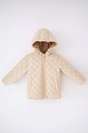 Стеганое пальто с капюшоном и карманом для маленьких девочек на флисовой подкладке