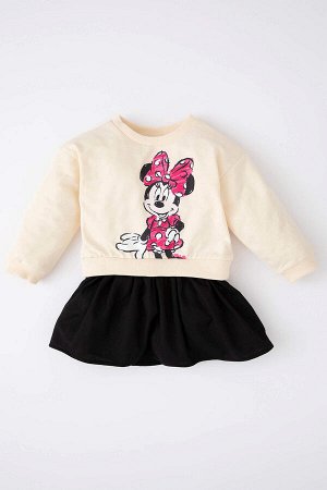 Лицензированное платье Disney Mickey & Minnie для маленьких девочек, стандартный крой с круглым вырезом и длинными рукавами