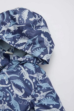 Сезонное тонкое пальто с водоотталкивающим рисунком для маленьких мальчиков с капюшоном из чесаного хлопка на подкладке
