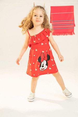 Лицензированное платье Disney Mickey & Minnie для маленьких девочек, классическая посадка, с бретельками на одно плечо