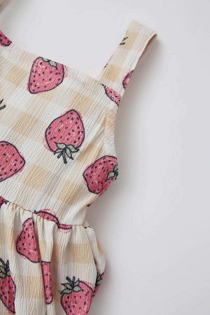 Платье для девочки Baby Girl Regular Fit с текстурированным ремешком с клубничным узором