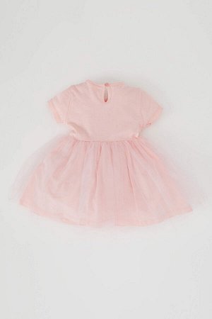 Платье из тюля с короткими рукавами и принтом Baby Girl Princess Swan
