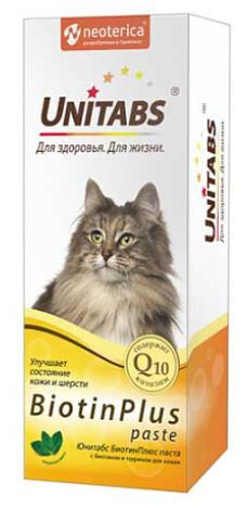 Unitabs BiotinPlus паста с биотином и таурином для кошек 120мл