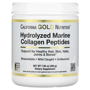 CALIFORNIA GOLD NUTRITION Гидролизованные пептиды морского коллагена, без вкуса, (200 г)