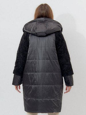 Пальто утепленное женское зимние черного цвета 11208Ch