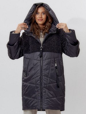 MTFORCE Пальто утепленное женское зимние темно-серого цвета 11209TC