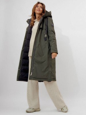 MTFORCE Пальто утепленное женское зимние темно-зеленого цвета 112205TZ