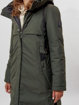 MTFORCE Пальто утепленное женское зимние темно-зеленого цвета 112205TZ