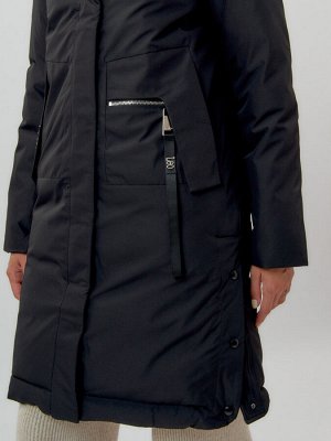 Пальто утепленное женское зимние черного цвета 112209Ch