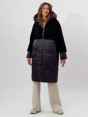 Пальто утепленное женское зимние черного цвета 11210Ch