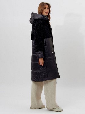 Пальто утепленное женское зимние черного цвета 11210Ch