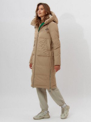 MTFORCE Пальто утепленное женское зимние бежевого цвета 112253B