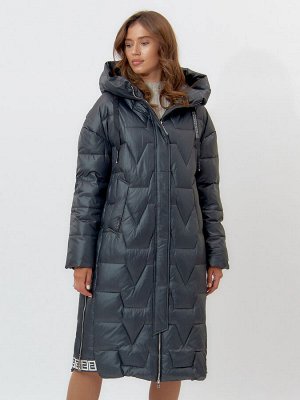 MTFORCE Пальто утепленное женское зимние темно-зеленого цвета 11373TZ