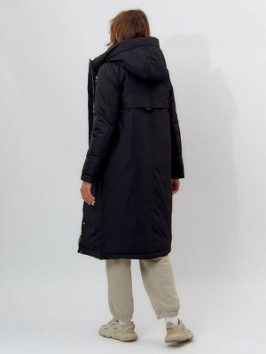 Пальто утепленное женское зимние черного цвета 112210Ch