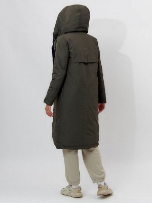 MTFORCE Пальто утепленное женское зимние темно-зеленого цвета 112210TZ