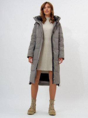 Пальто утепленное женское зимние бирюзового цвета 113151Br