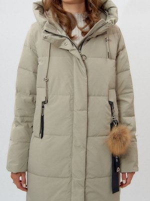 Пальто утепленное женское зимние бирюзового цвета 11207Br