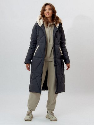 MTFORCE Пальто утепленное женское зимние темно-серого цвета 112227TC