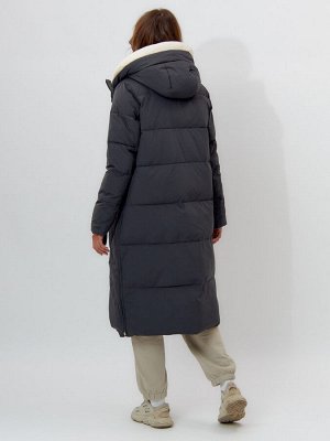 MTFORCE Пальто утепленное женское зимние темно-серого цвета 112227TC