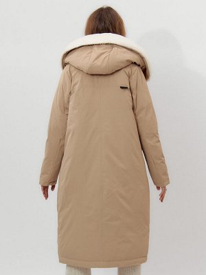 Пальто утепленное женское зимние горчичного цвета 112288G