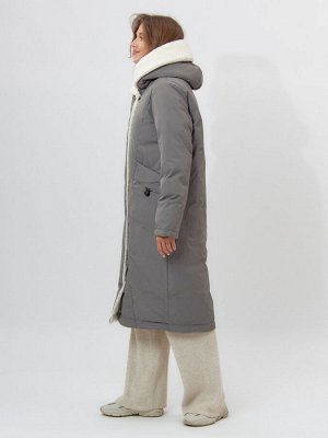 MTFORCE Пальто утепленное женское зимние серого цвета 112288Sr