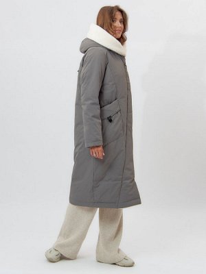 MTFORCE Пальто утепленное женское зимние серого цвета 112288Sr