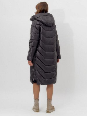 Пальто утепленное женское зимние черного цвета 11608Ch