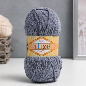 Плюшевая пряжа для вязания спицами, крючком ALIZE, Softy, 100% микрополиэстер, 115 м/50 г, (119 серое небо)
