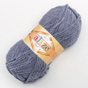 Плюшевая пряжа для вязания спицами, крючком ALIZE, Softy, 100% микрополиэстер, 115 м/50 г, (119 серое небо)