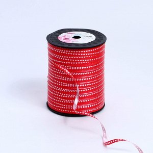 Лента упаковочная пластиковая «Сердечки», красная, 0.5 см х 500м