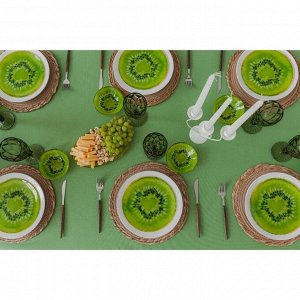 Набор тарелок стеклянных Доляна «Романтичный киви», 19 предметов: 6 десертных тарелок, 6 обеденных тарелок, 6 мисок, салатник, цвет зелёный