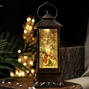 Новогодний рождественский фонарь светильник с подсветкой и снегом для украшения дома
